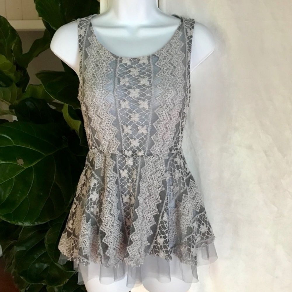 Crochet lace peplum top